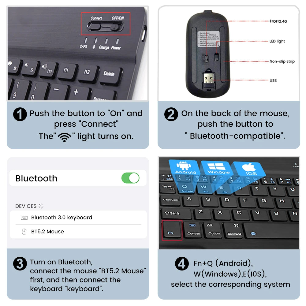 EMTRA Bluetooth Wireless Keyboard Mouse