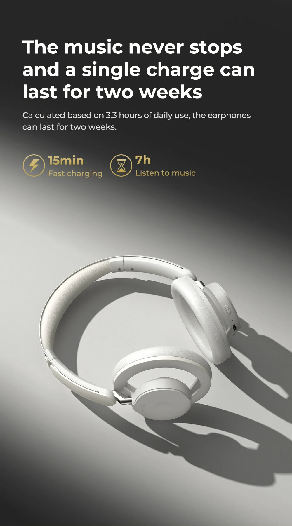 HTC HP06 Bluetooth V6.0 Foldable Wireless Headphones – Punchy Bass, Open Ear‑Airy Design