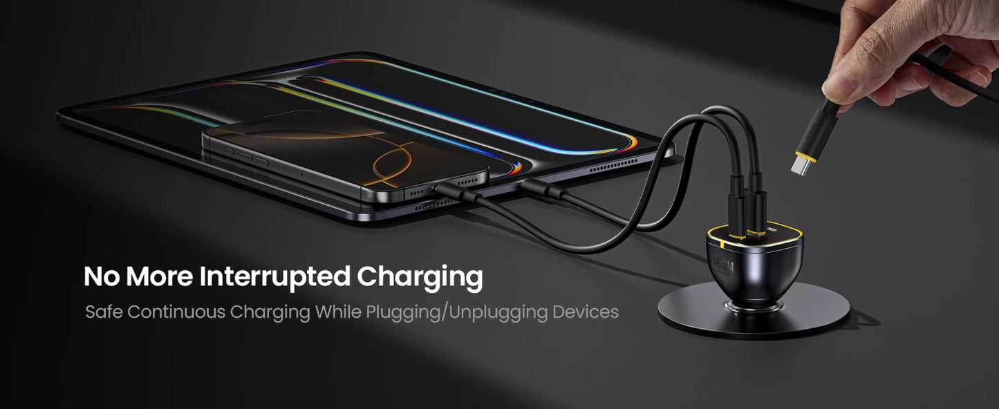AOHI SUPERAUTO 165W PD Car Charger – Triple USB-C & USB-A Ports, Fast Charging for iPhone 16, Galaxy S23 Ultra, MacBook