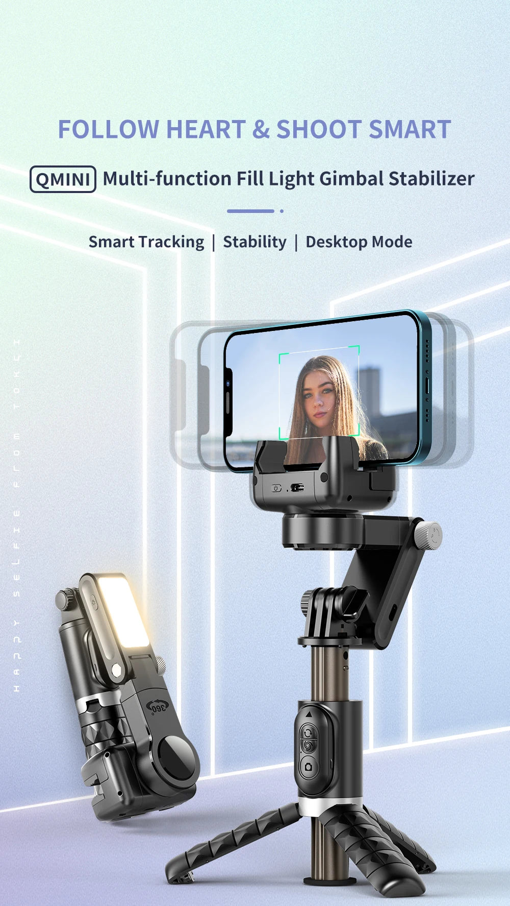 Gimbal Stabilizer Selfie Stick Tripod