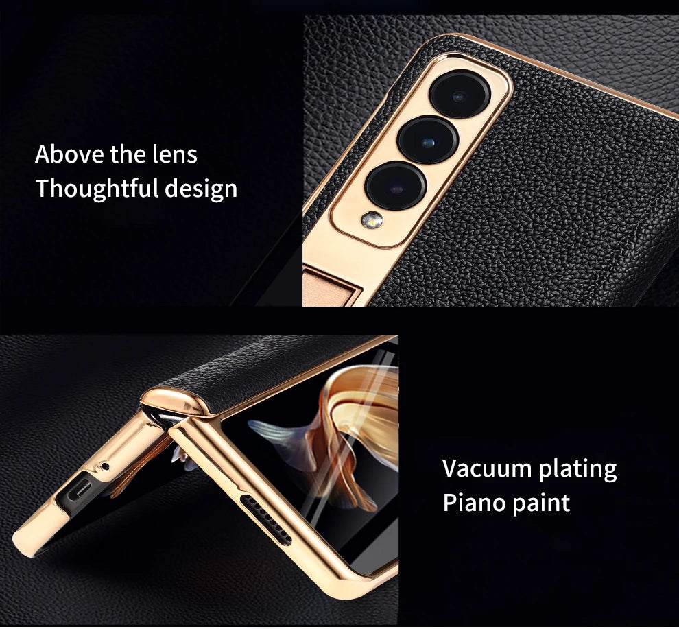 Premium Leather Magnetic Case for Samsung Galaxy Z Fold Series 6/5/4/3 with Mirror Film