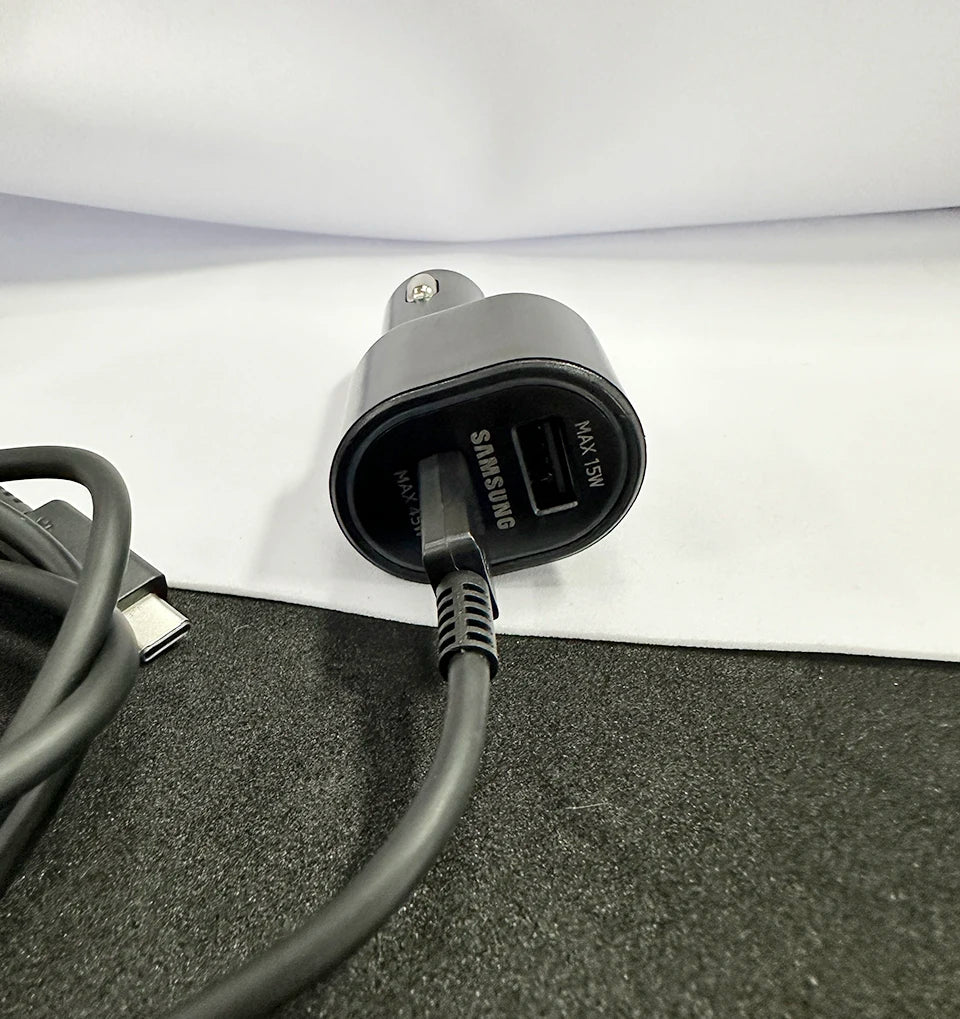 Samsung 45W USB-C Car Charger – Fast Charging for Galaxy M33, M53, Z Fold 7, iPhone 17