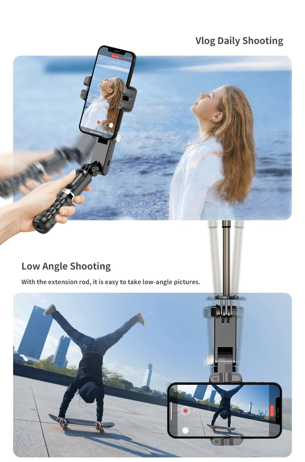 Gimbal Stabilizer Selfie Stick Tripod