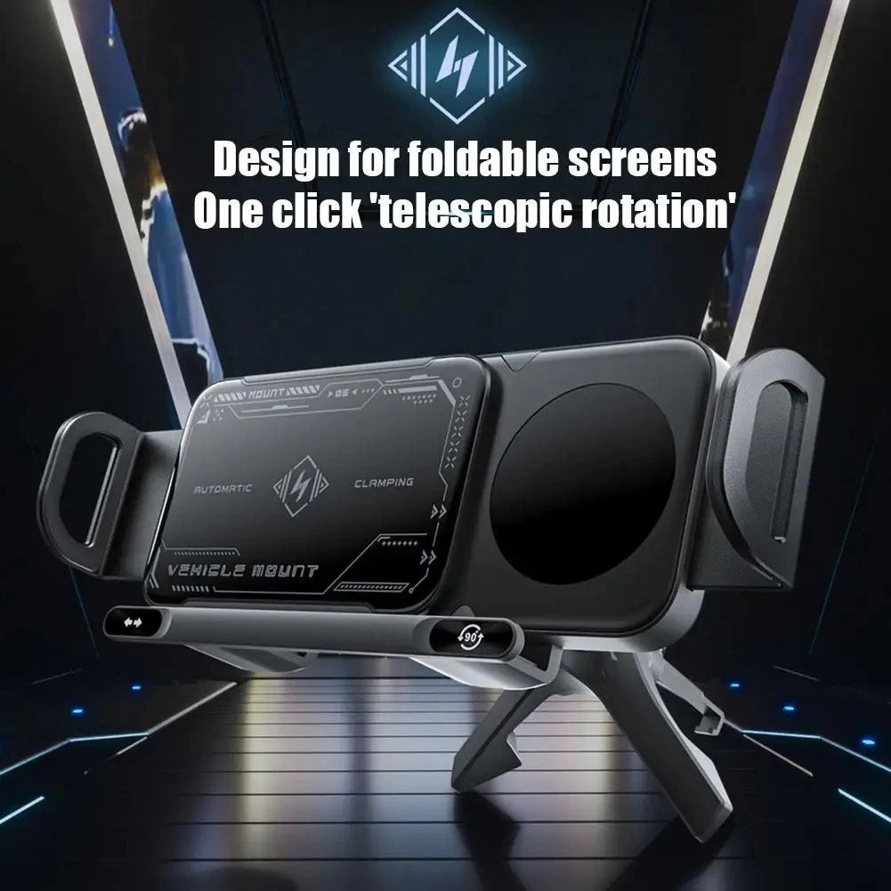 High-Intelligent Magnetic Mobile Phone/Tablet Holder – 2-in-1 Auto-Rotating Wireless Car Charger