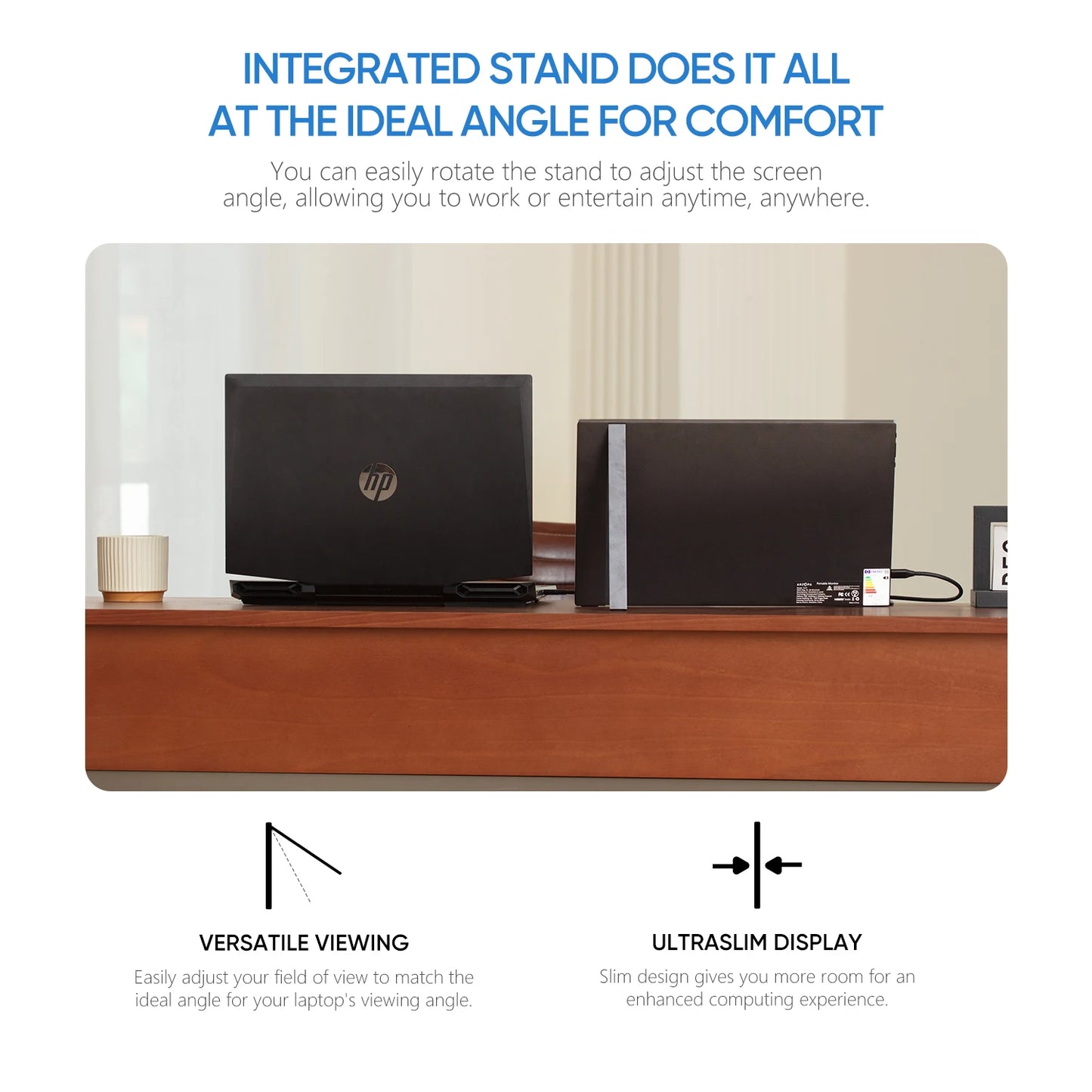 ARZOPA A1S 14″ FHD IPS Portable Monitor – USB‑C + HDMI, Ultra‑Slim, 60Hz, Built‑in Speakers