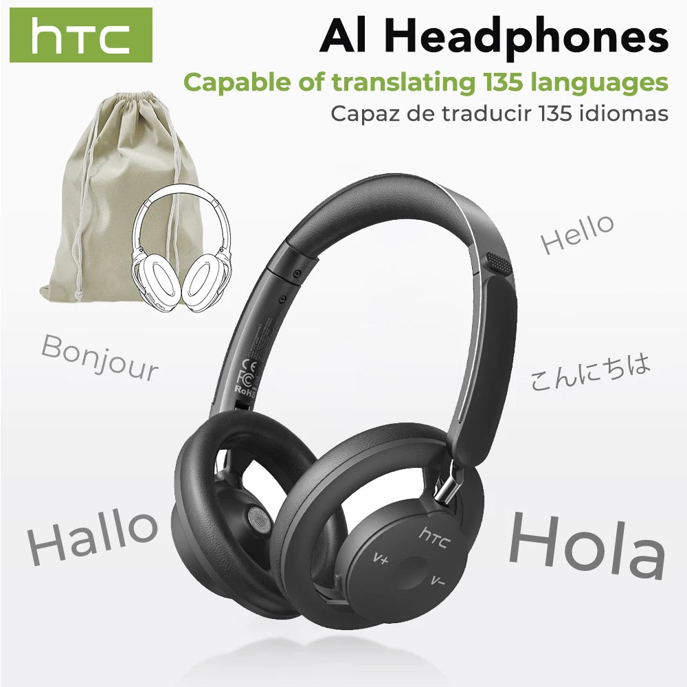 HTC HP06 Bluetooth V6.0 Foldable Wireless Headphones – Punchy Bass, Open Ear‑Airy Design