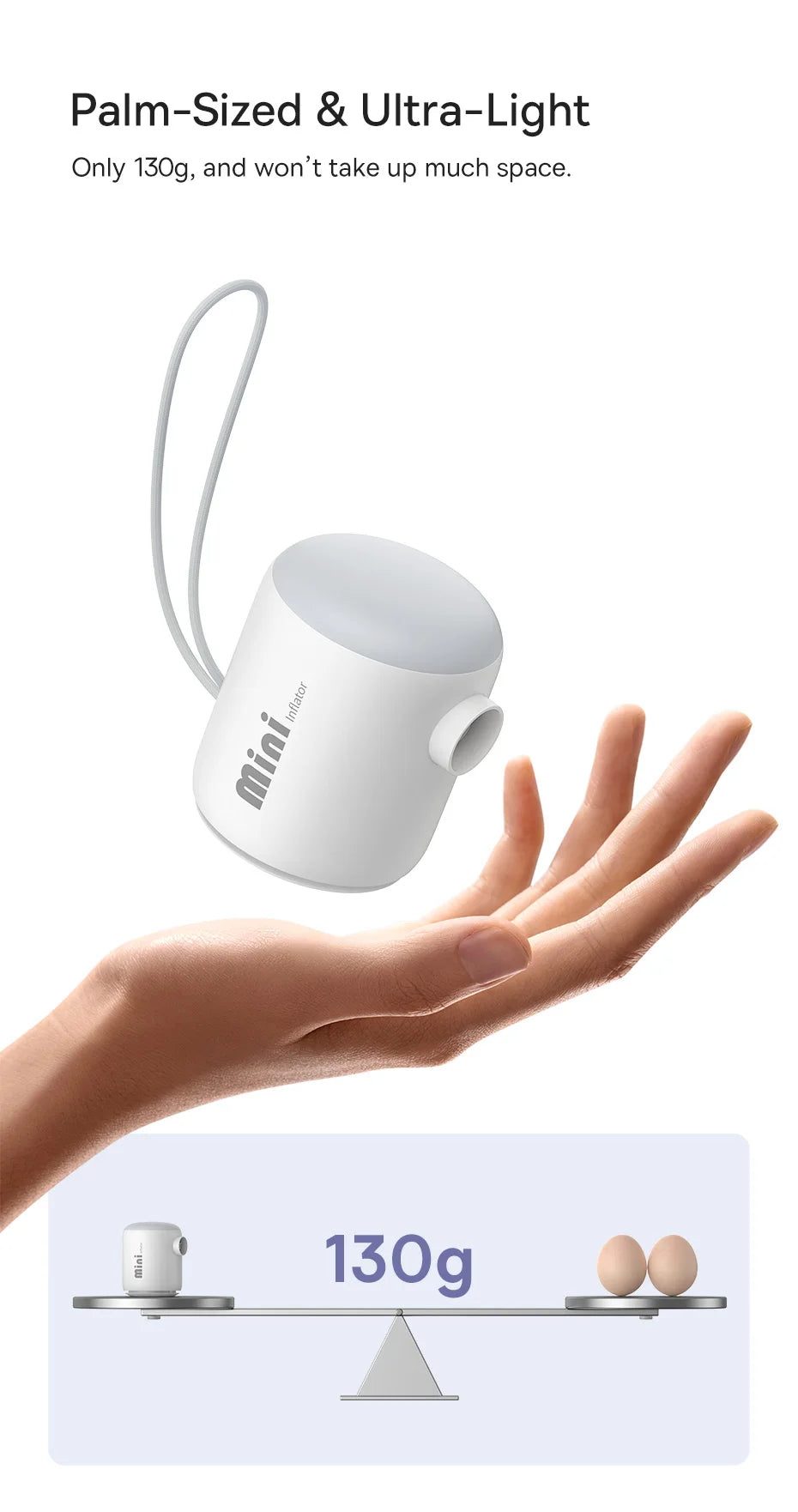 Baseus Wireless Mini Air Compressor – Portable Inflator for Mattresses, Swim Rings & Storage Bags