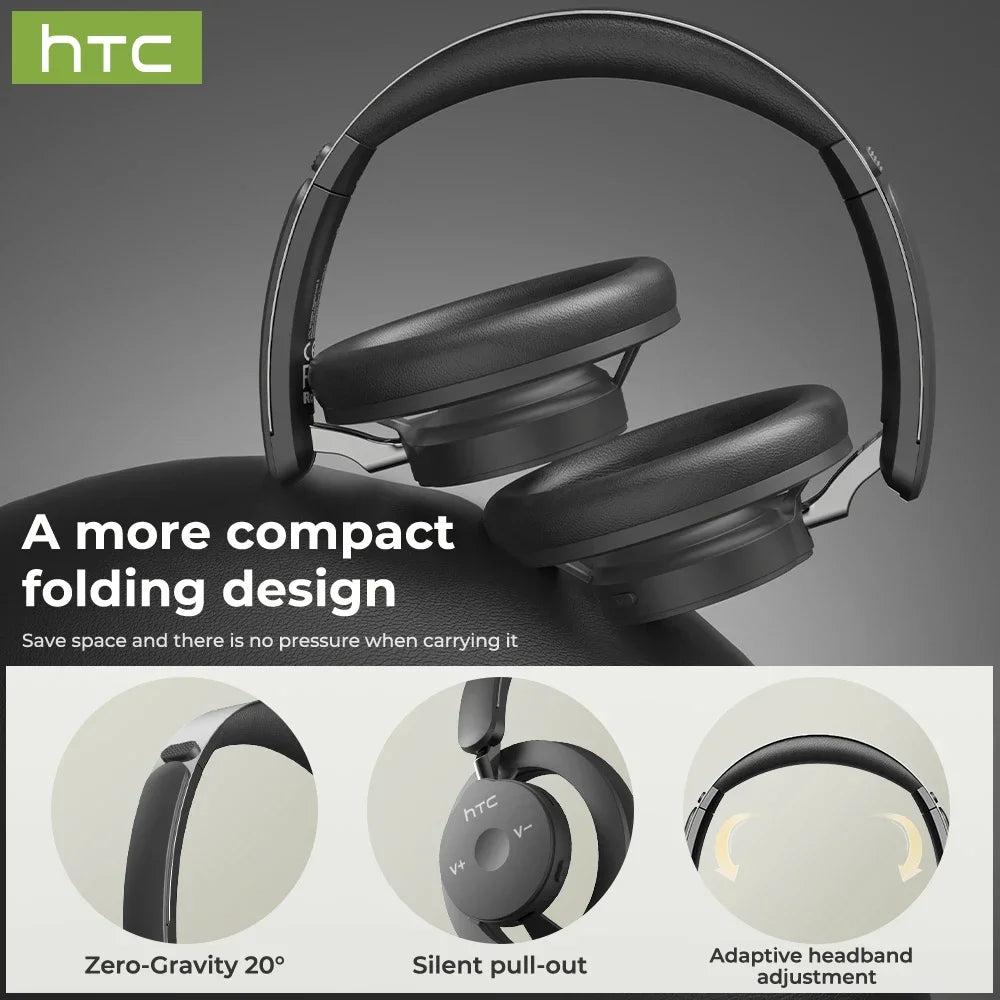 HTC HP06 Bluetooth V6.0 Foldable Wireless Headphones – Punchy Bass, Open Ear‑Airy Design