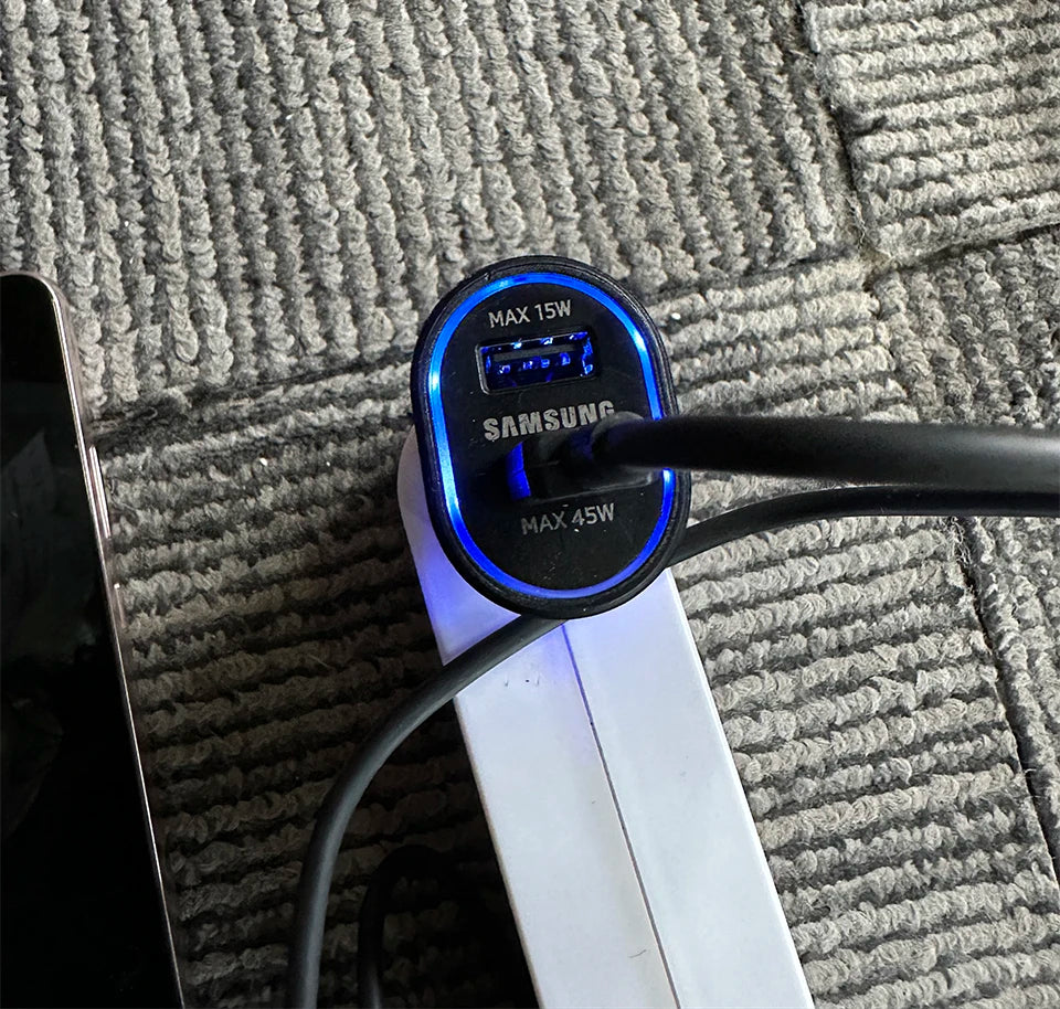 Samsung 45W USB-C Car Charger – Fast Charging for Galaxy M33, M53, Z Fold 7, iPhone 17