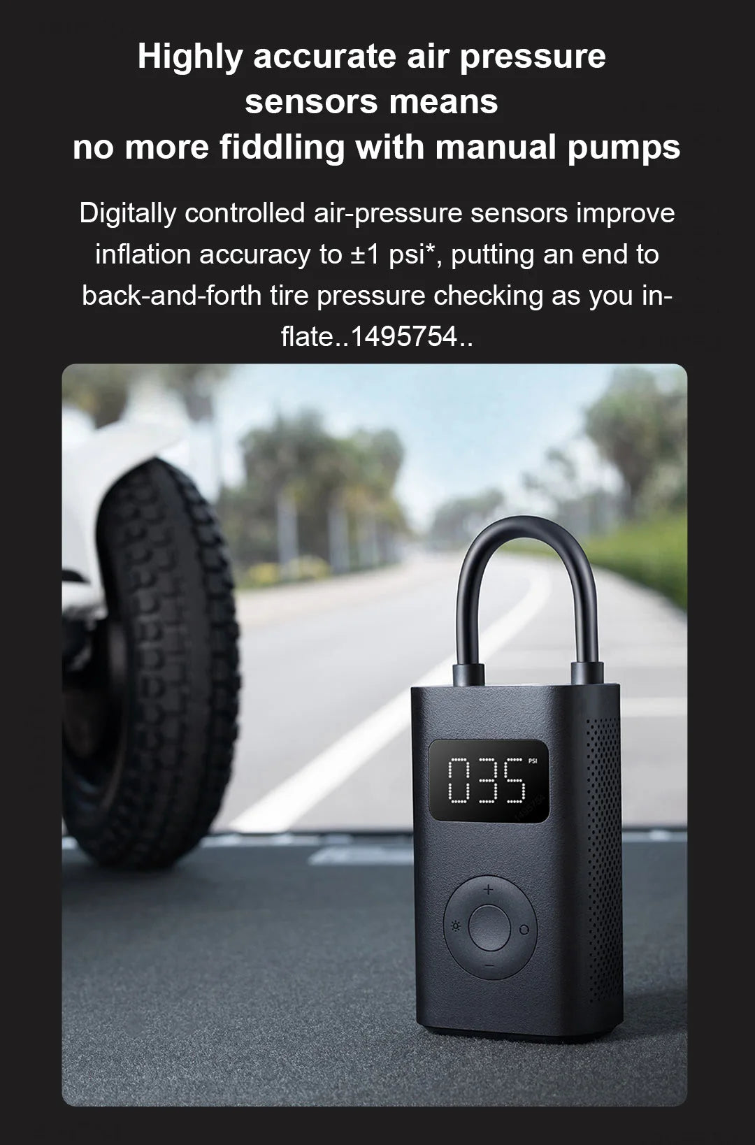 Xiaomi Mijia Portable Electric Air Pump 2 – Type-C Rechargeable Mini Tire Inflator (2000mAh, 5V)