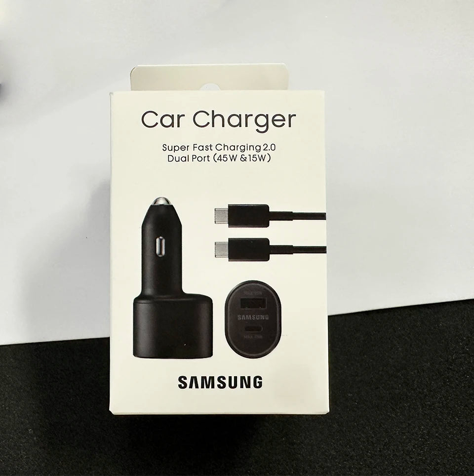 Samsung 45W USB-C Car Charger – Fast Charging for Galaxy M33, M53, Z Fold 7, iPhone 17