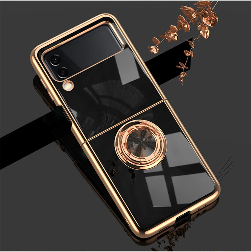 Luxury for Samsung Galaxy Z Flip 5 4 3 Flip4 Flip6 flip5 Hard Cover Rose Gold