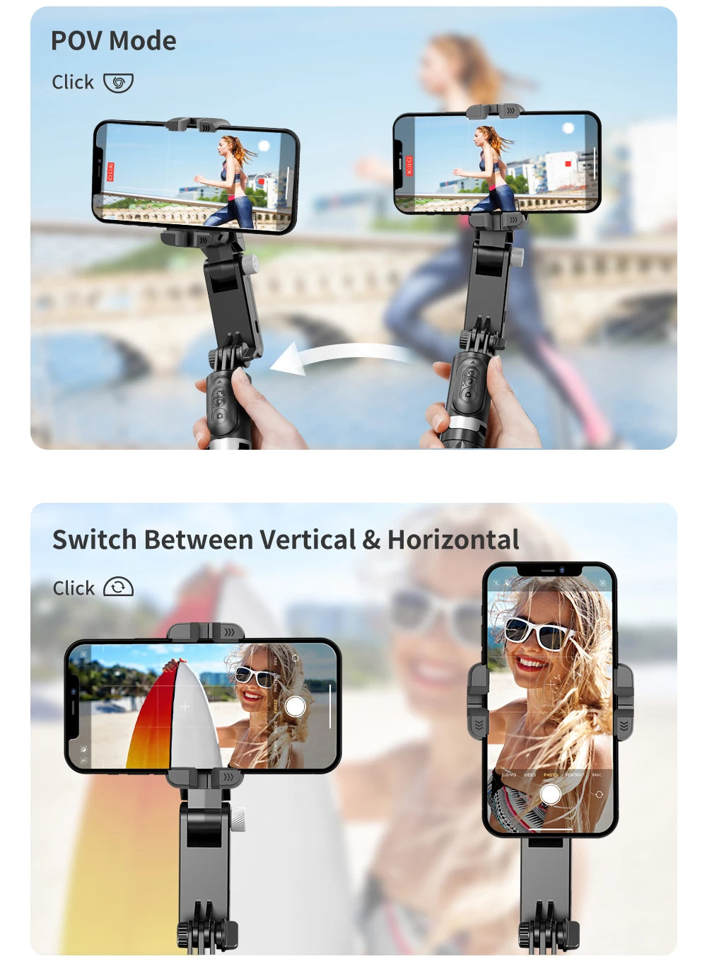 Gimbal Stabilizer Selfie Stick Tripod