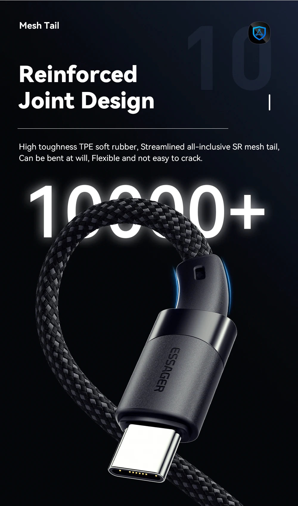 Essager 100W Magnetic USB-C Cable – PD 3.1, Detachable Connector, Braided Nylon for iPhone 15, MacBook, Samsung