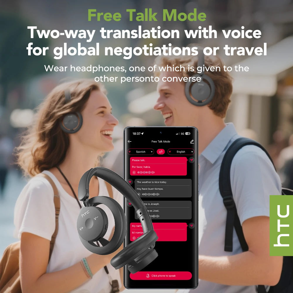 HTC HP06 Bluetooth V6.0 Foldable Wireless Headphones – Punchy Bass, Open Ear‑Airy Design