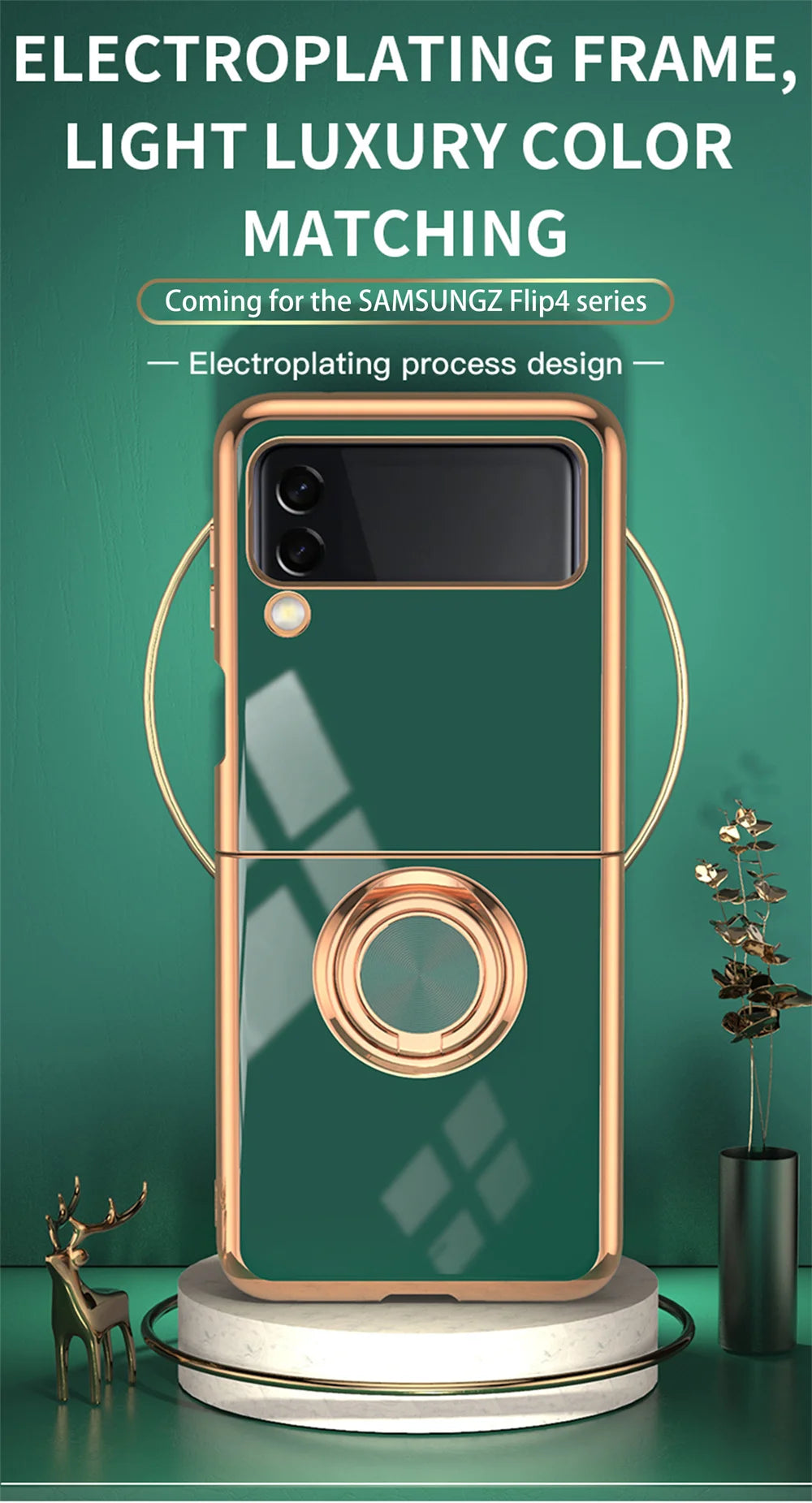 Luxury for Samsung Galaxy Z Flip 5 4 3 Flip4 Flip6 flip5 Hard Cover Rose Gold