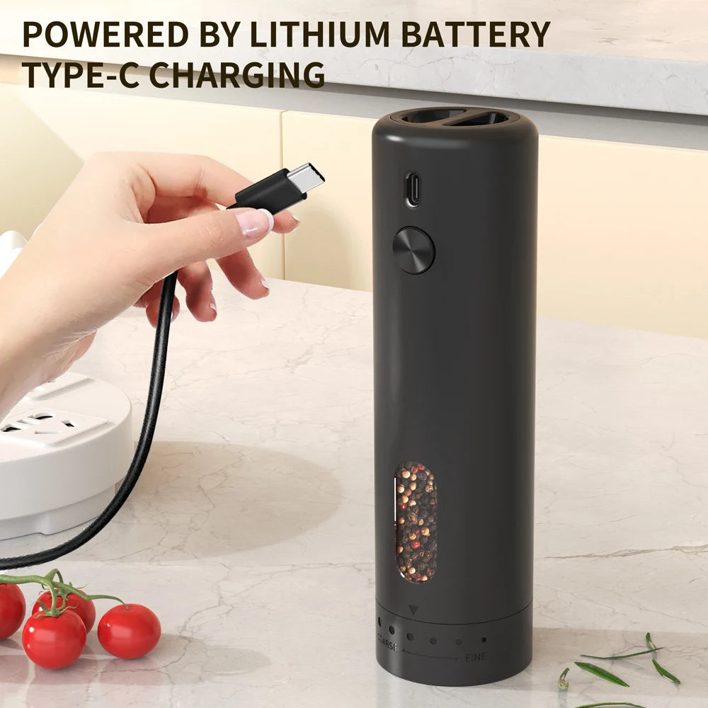 Rechargeable Electric Salt & Pepper Grinder – Adjustable Coarseness, Large Capacity Mill