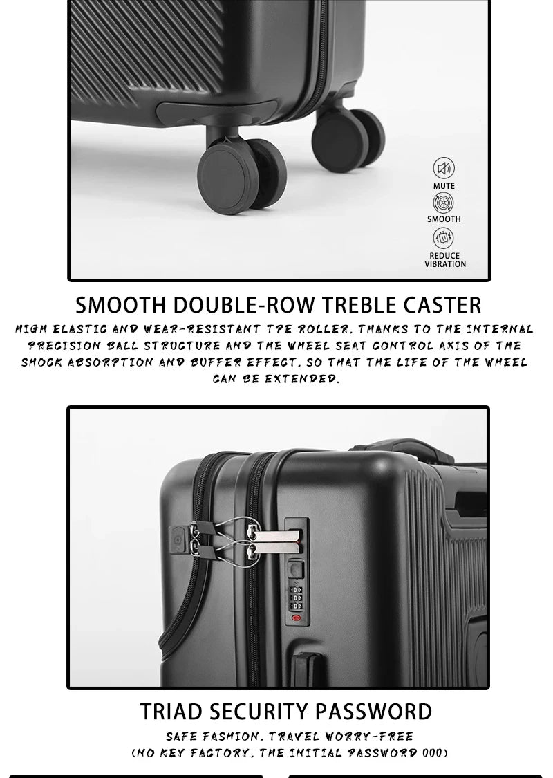 Business 20‑inch Carry‑On Suitcase with Built‑In Cup Holder & Lightweight Design