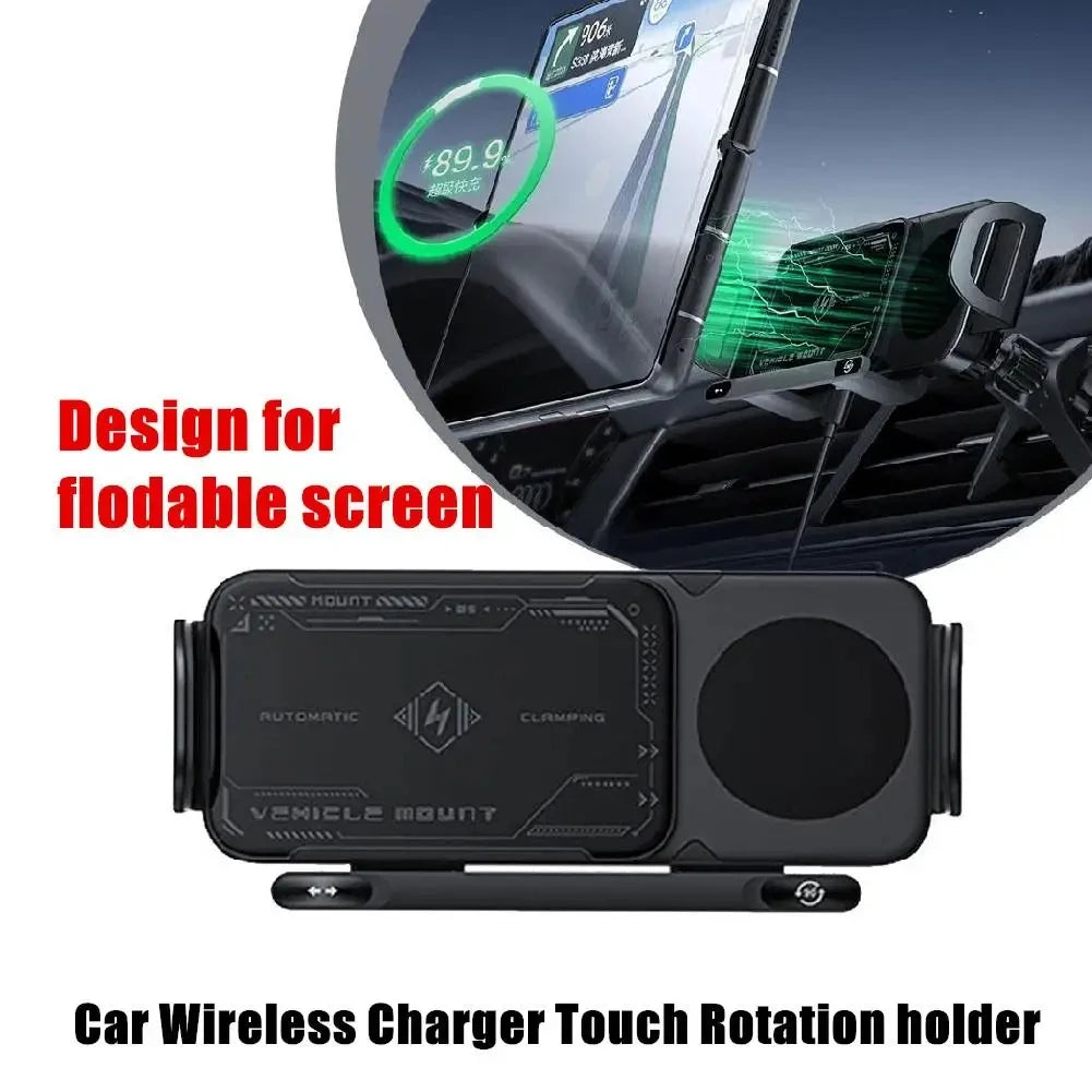 High-Intelligent Magnetic Mobile Phone/Tablet Holder – 2-in-1 Auto-Rotating Wireless Car Charger