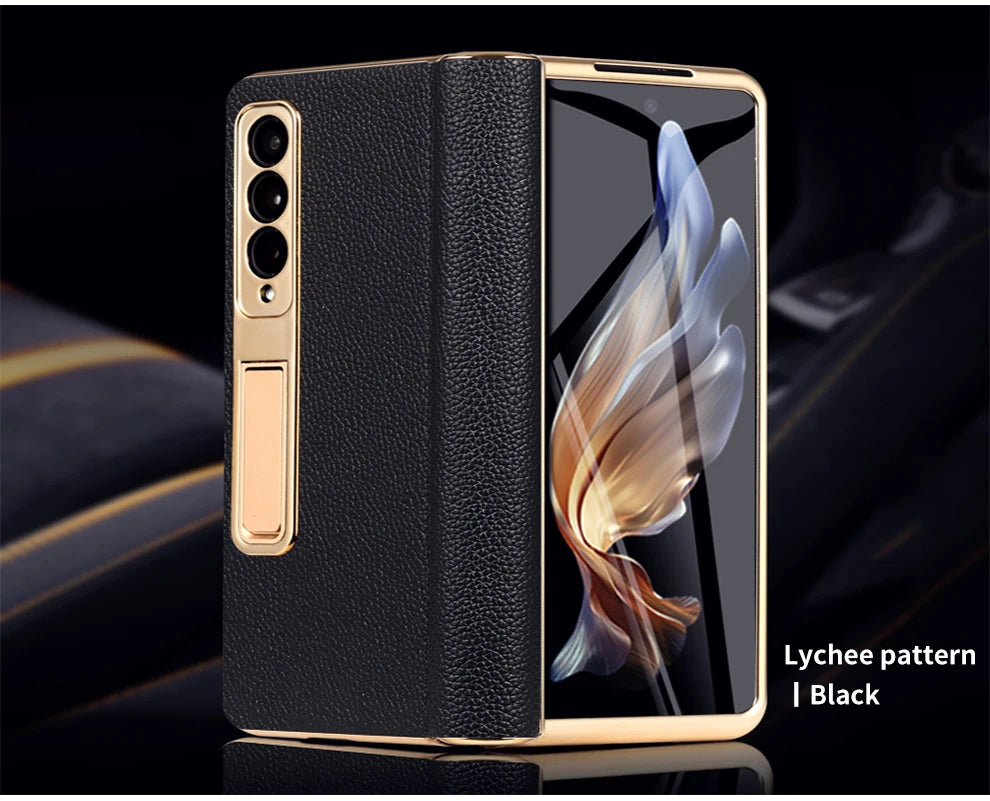 Premium Leather Magnetic Case for Samsung Galaxy Z Fold Series 6/5/4/3 with Mirror Film