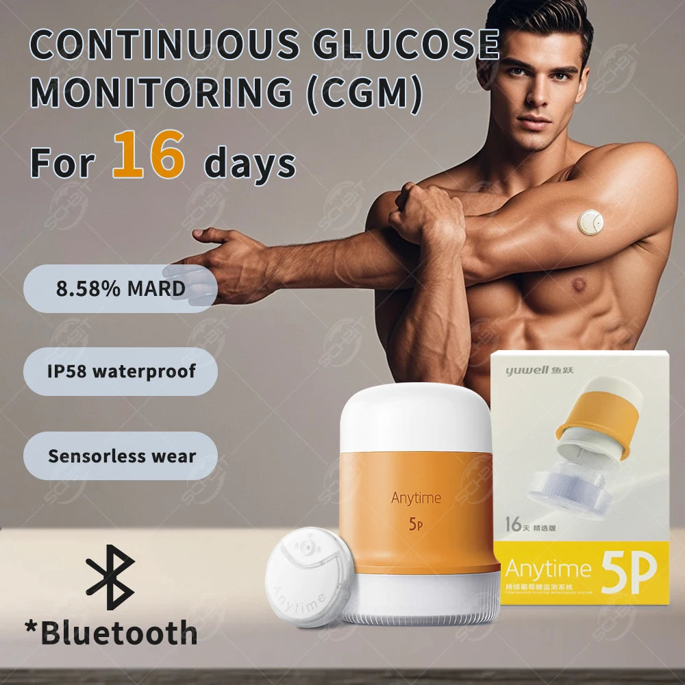Yuwell Anytime 5P CGM – 16-Day Continuous Glucose Monitoring System with Real-Time Alerts