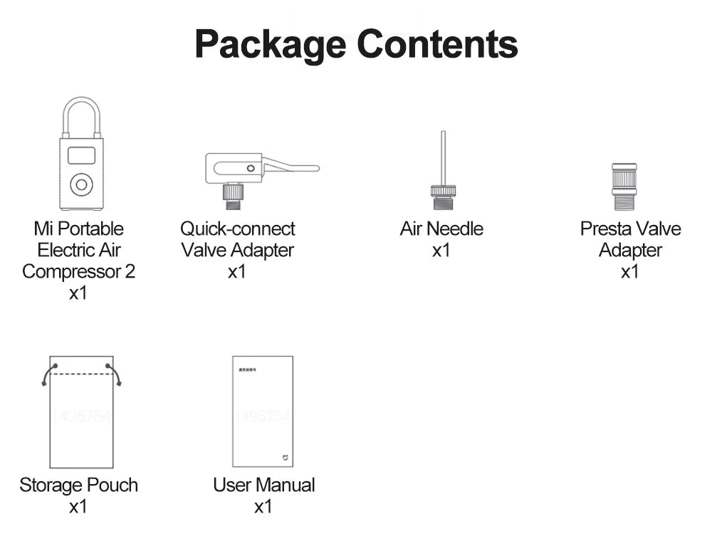 Xiaomi Mijia Portable Electric Air Pump 2 – Type-C Rechargeable Mini Tire Inflator (2000mAh, 5V)