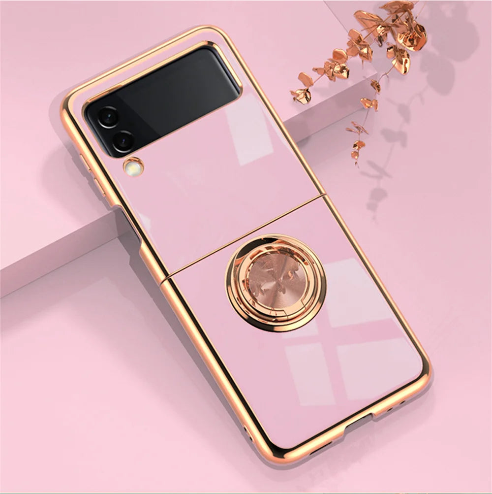 Luxury for Samsung Galaxy Z Flip 5 4 3 Flip4 Flip6 flip5 Hard Cover Rose Gold