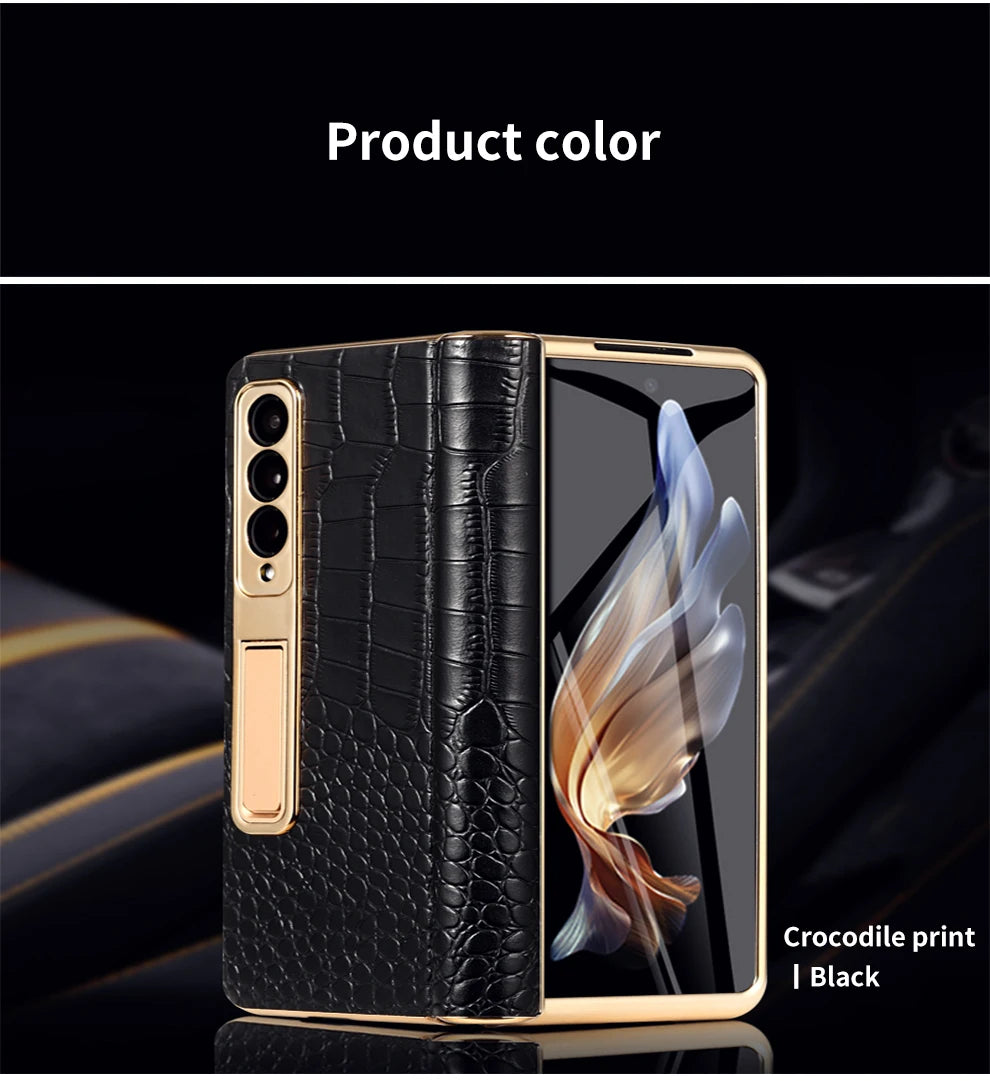 Premium Leather Magnetic Case for Samsung Galaxy Z Fold Series 6/5/4/3 with Mirror Film