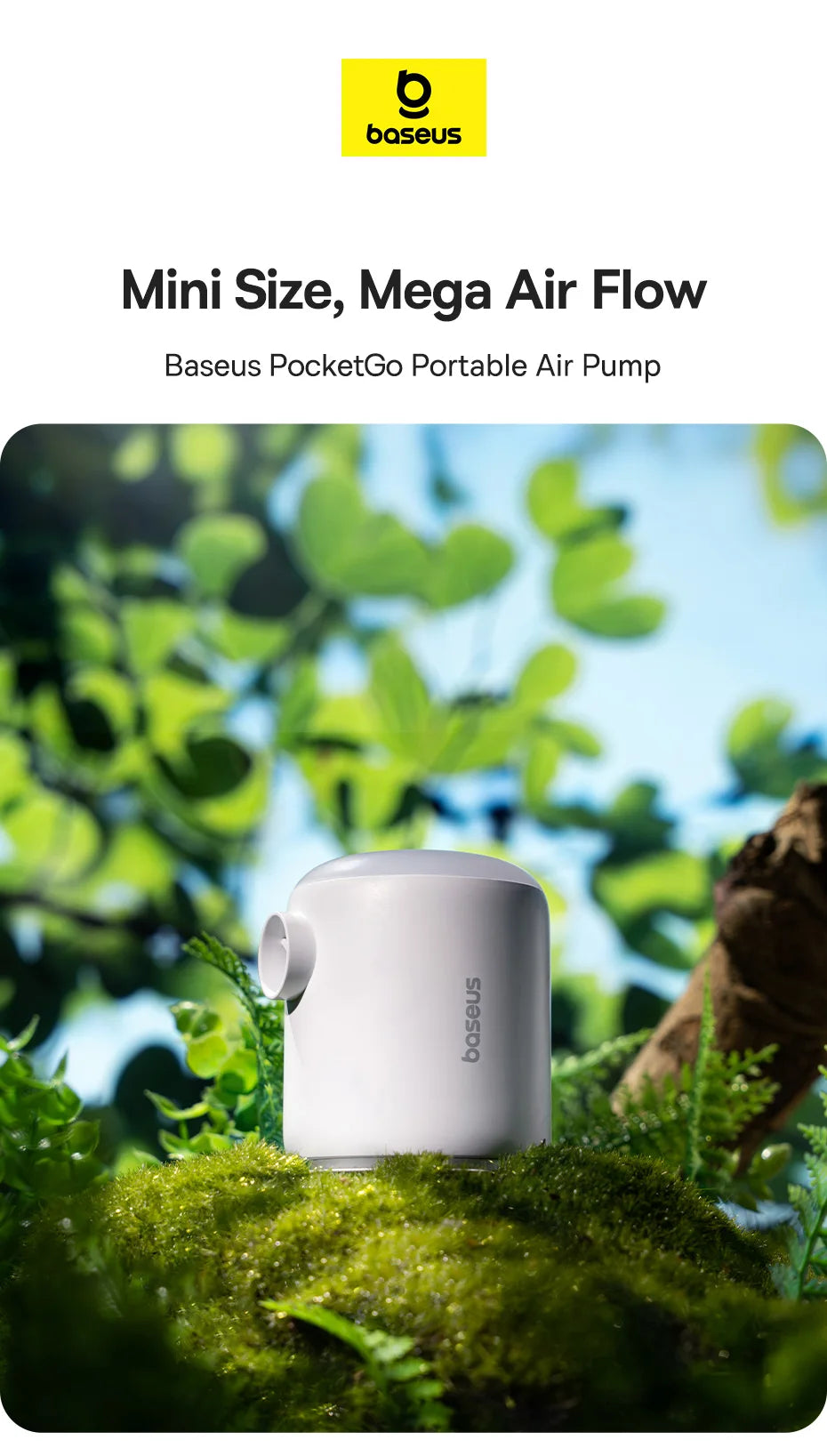 Baseus Wireless Mini Air Compressor – Portable Inflator for Mattresses, Swim Rings & Storage Bags