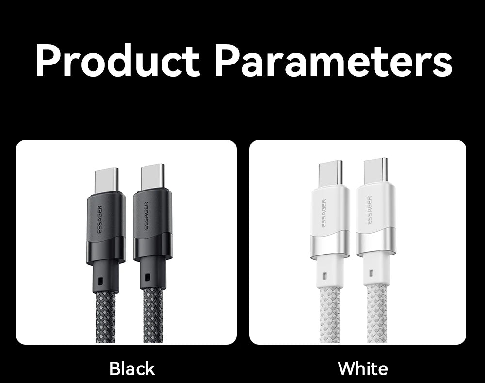 Essager 100W Magnetic USB-C Cable – PD 3.1, Detachable Connector, Braided Nylon for iPhone 15, MacBook, Samsung