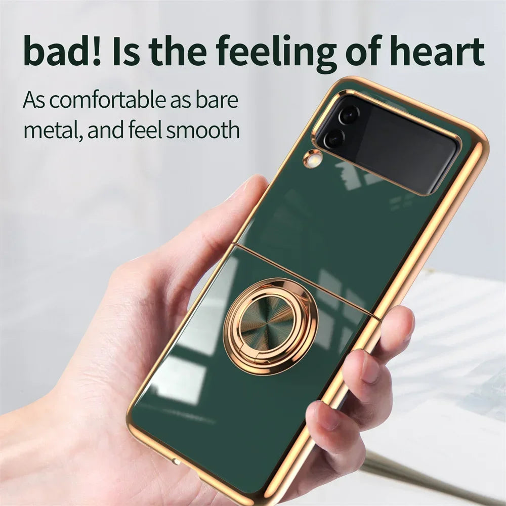 Luxury for Samsung Galaxy Z Flip 5 4 3 Flip4 Flip6 flip5 Hard Cover Rose Gold