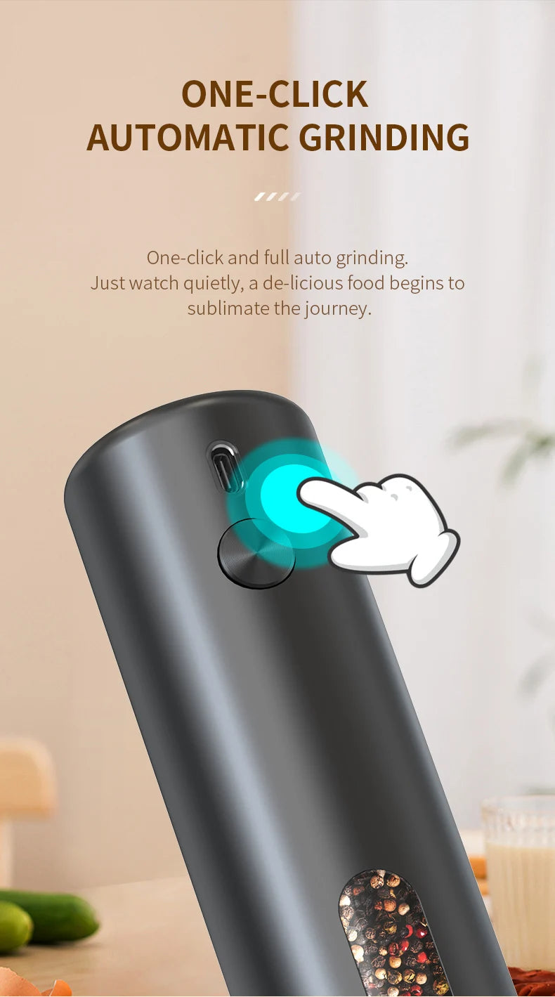 Rechargeable Electric Salt & Pepper Grinder – Adjustable Coarseness, Large Capacity Mill