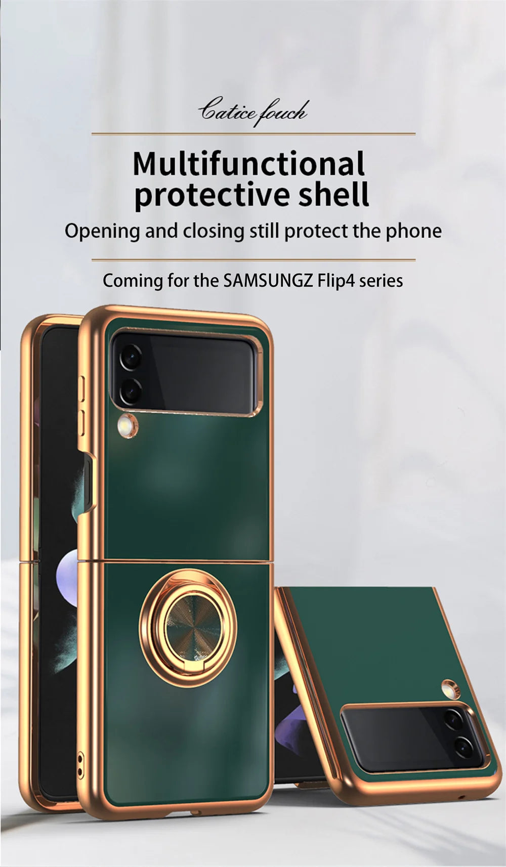 Luxury for Samsung Galaxy Z Flip 5 4 3 Flip4 Flip6 flip5 Hard Cover Rose Gold